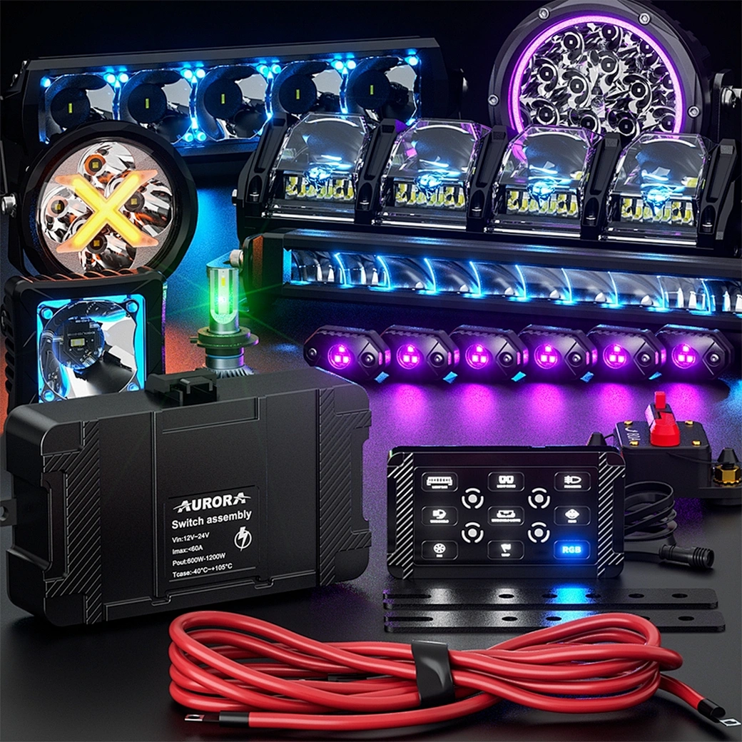 Universal 8 Gang RGB car light switch panel with control box LED Touch Control P